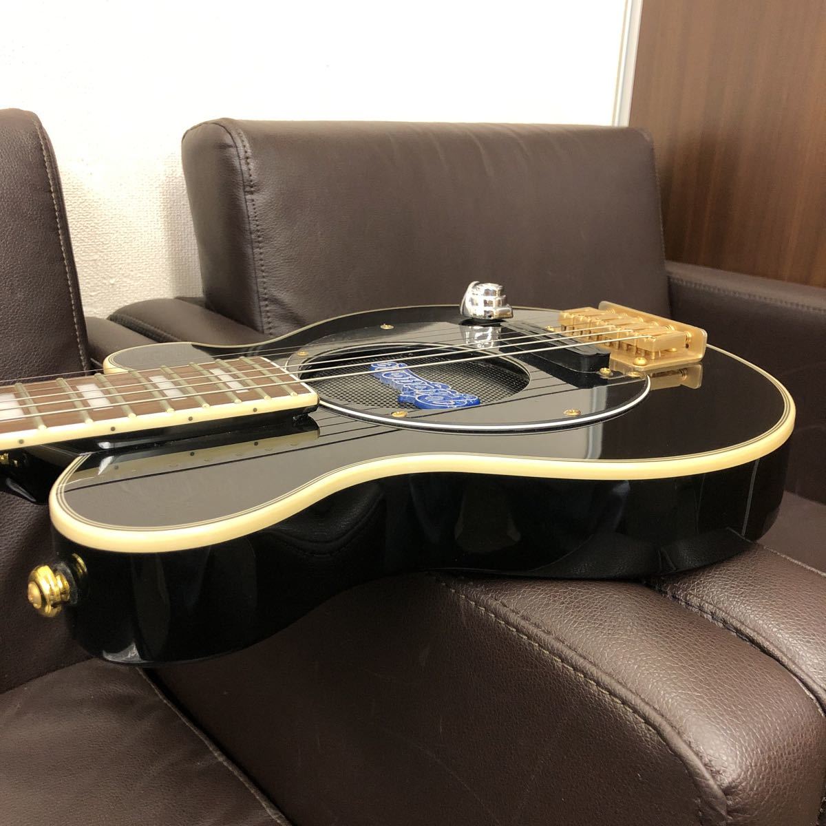 特価送料無料 美品❗️ピグノーズ　アンプ内蔵　エレキギター　ケース付き　PCG259 黒ゴールド エレキギター