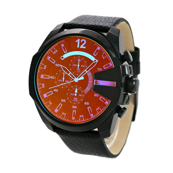 『5年保証』 新品 送料無料 革ベルト オールブラック DZ4323 CHIEF MEGA 腕時計 DIESEL クロノグラフ 53mm メガチーフ メンズ 時計 ディーゼル 男性用