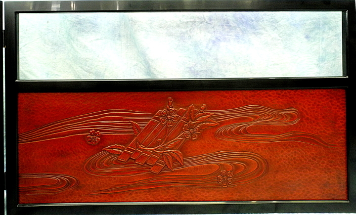 風炉先屏風 漆塗り 鎌倉彫 茶道具 木製　漆　中古品　190cm_画像4