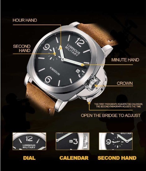 OX002:KIMSDUN メンズウォッチ クォーツ腕時計 海外ブランド パネライ ルミノール LUMINOR オマージュ時計 レ_画像4