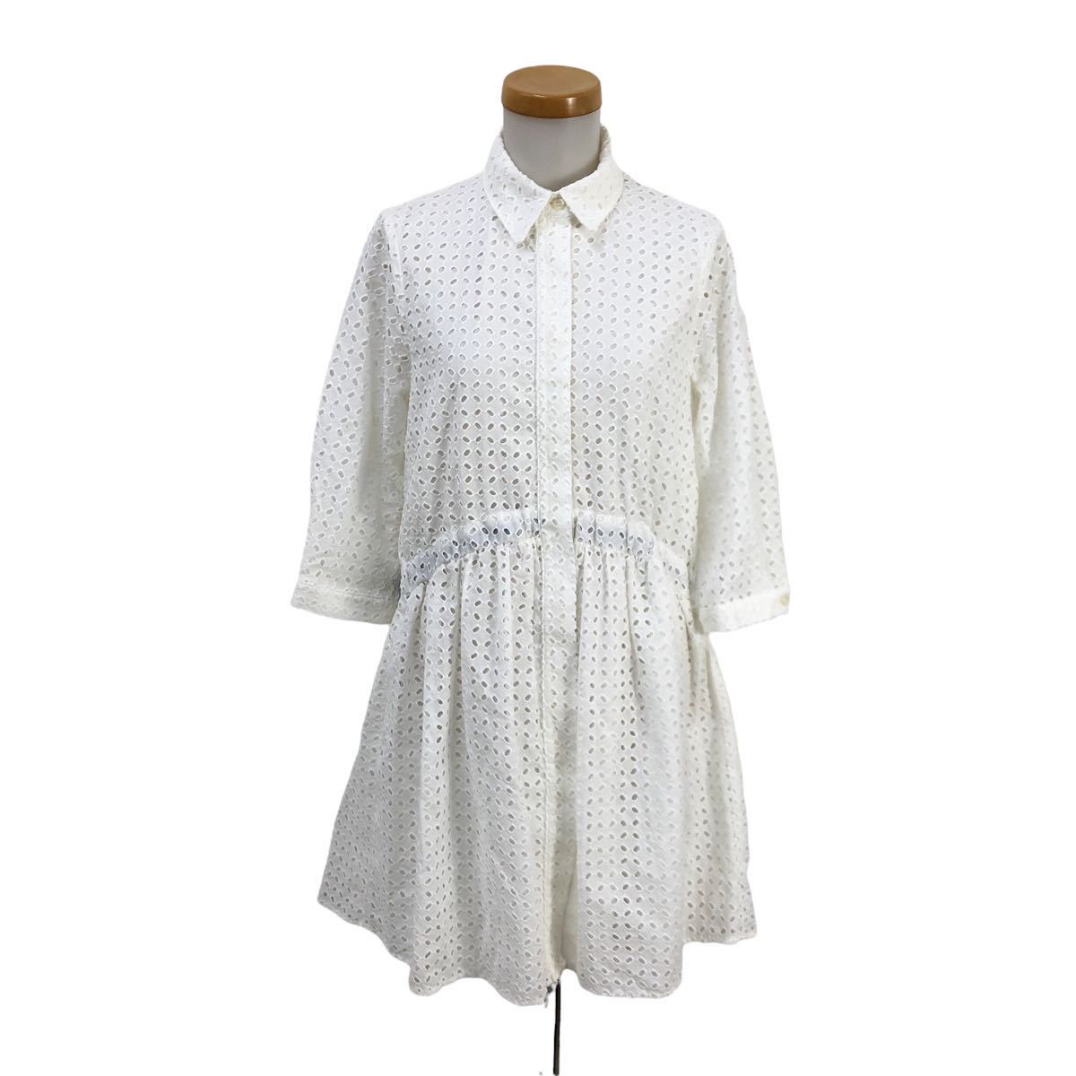 ヤフオク! - m275 タグ付 ZARA ザラ カットワーク刺繍 シャツ...