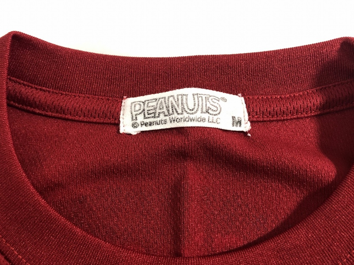 ■【PEANUTS】ピーナッツ/メンズ スヌーピープリント メッシュ 半袖Tシャツ[M]赤《美品》_画像4