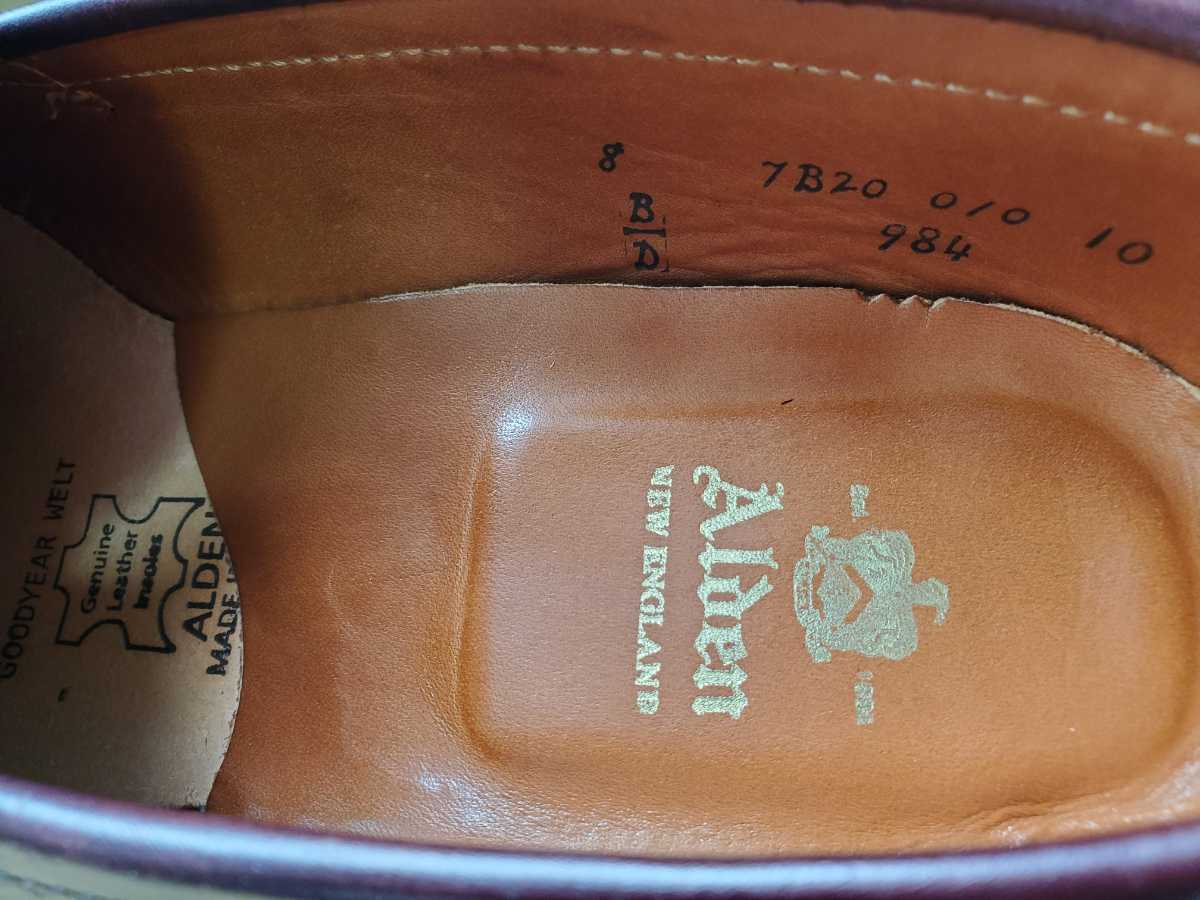 オールデン 984 ペニーローファー カーフスキン バーガンディ革靴 US 8.0 CALFSKIN LEATHER PENNY LOAFERS LEISURE HANDSEWN