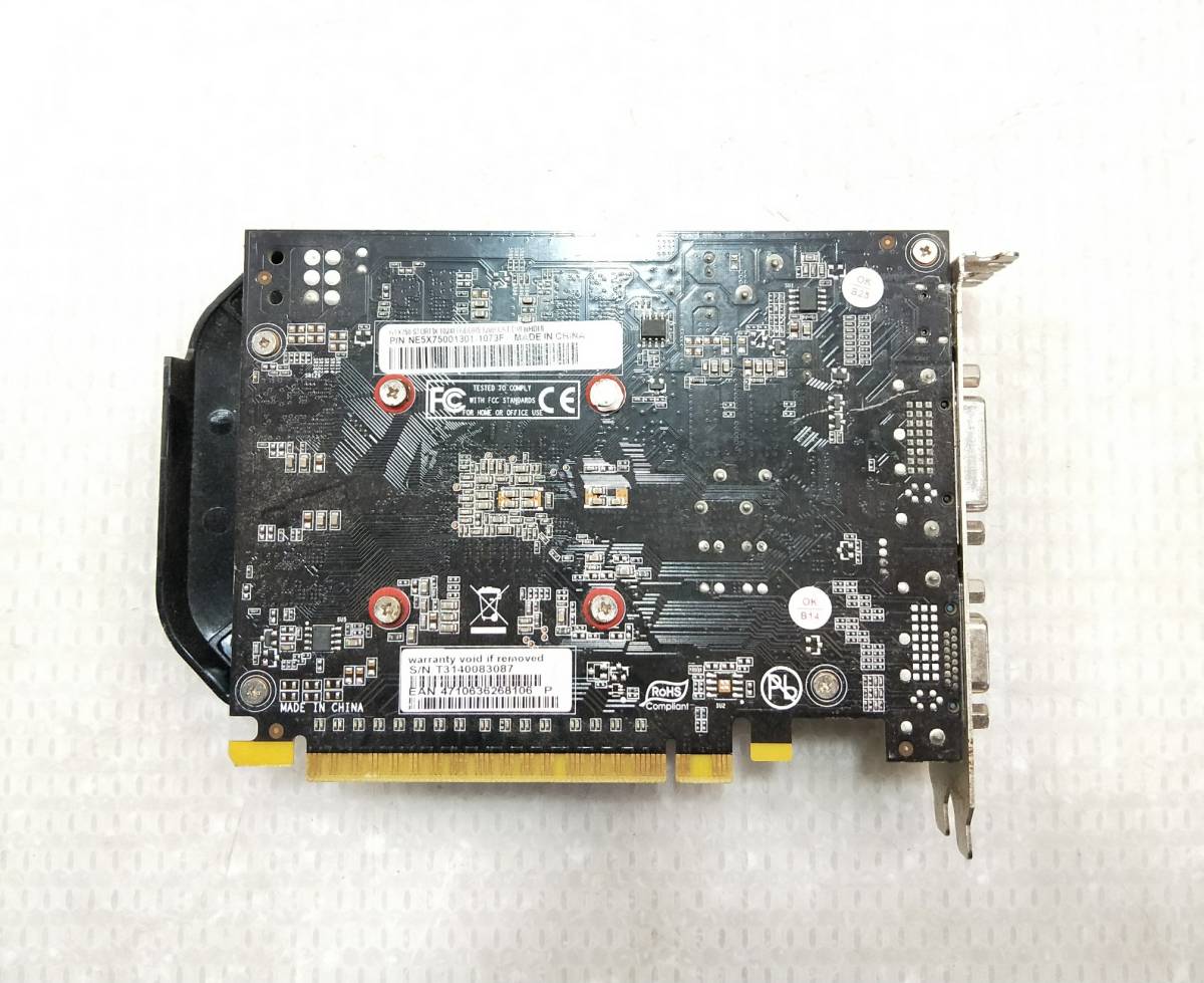 【中古パーツ】GTX750 STORM 1024M GDDR5 128B CRT/DVI/MiniHDMI グラフィックポード /ビデオカード PCI-E ■XK628-2_画像2