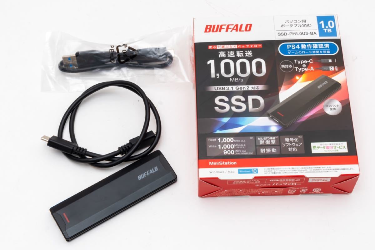 予約受付中】 バッファロー SSD 外付け 1TB コンパクト USB3.1 Gen2 高速転送1000MB s Windows Mac PS5 PS4 バッファロー SSD 外付け 1TB コンパクト USB3.1(Gen2) 高速転送1000MB s Windows Mac PS5 PS4
