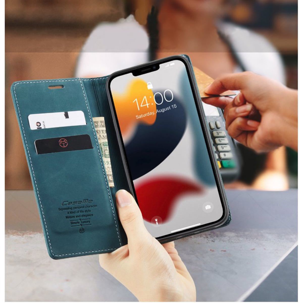 iphone 13 pro max アイホンケース 手帳型 レザー 本革調 財布型 カード収納 衝撃吸収 マグネット通勤 通学
