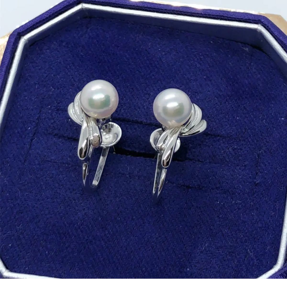 極美品 MIKIMOTO ミキモト パールイヤリング アコヤ本真珠 シルバー