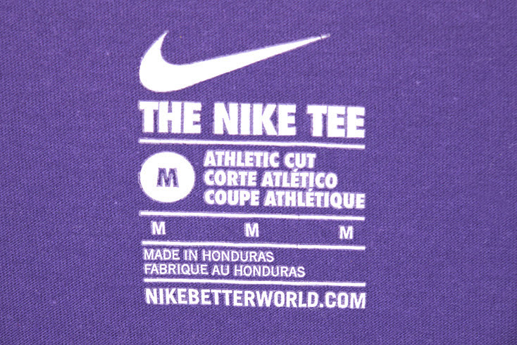 【送料無料】ナイキ コットン ロゴTシャツ クルーネック 半袖 Tシャツ 紫 メンズM NIKE 古着 アメカジ BB0381_画像7