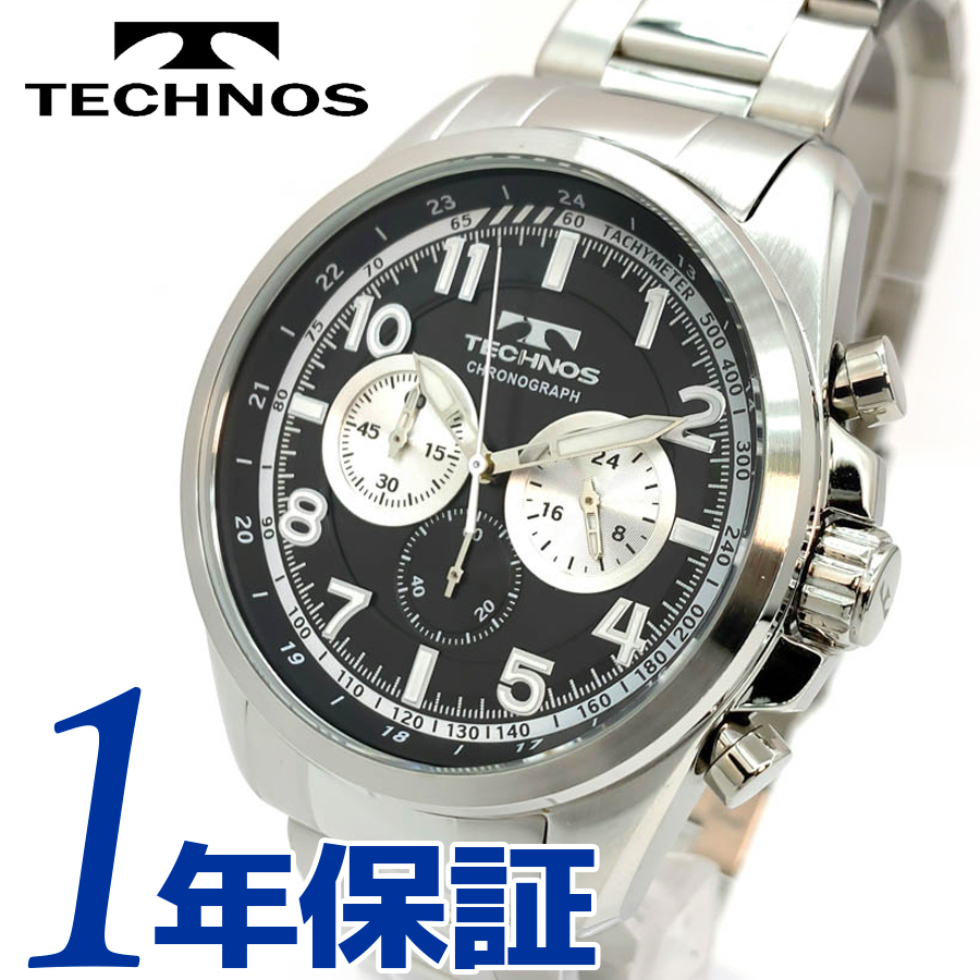 1円 正規品TECHNOSテクノスメンズ腕時計日本製クォーツクロノグラフ 