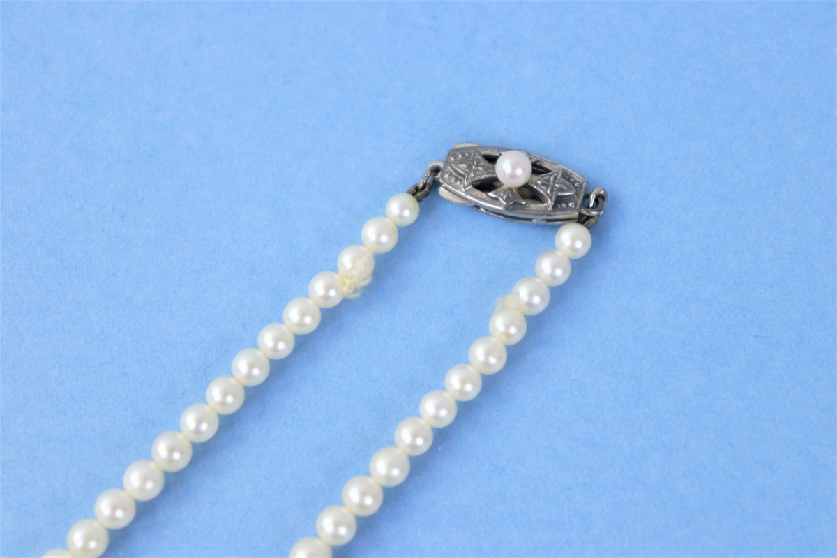 MIKIMOTO ミキモト 真珠 パール ネックレス 3.6～7mm 重量約15g Silver