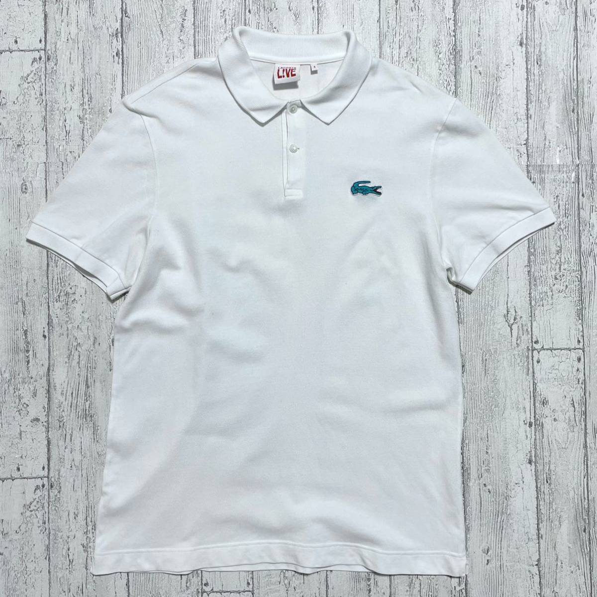 ☆定番古着☆ ☆送料無料☆ LACOSTE ラコステ 半袖 ポロシャツ 5 ホワイト ワニ ビッグサイズ 22-90_画像4