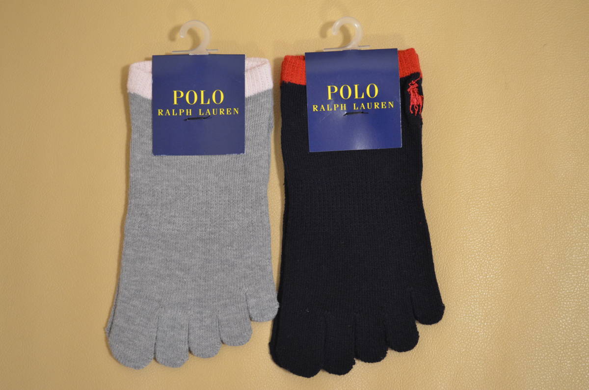 新品　未使用　タグ付き 女性レディース　POLO RALPH LAUREN 　ポロラルフローレン　5本指ソックス　２足セット　 送料無料_画像1