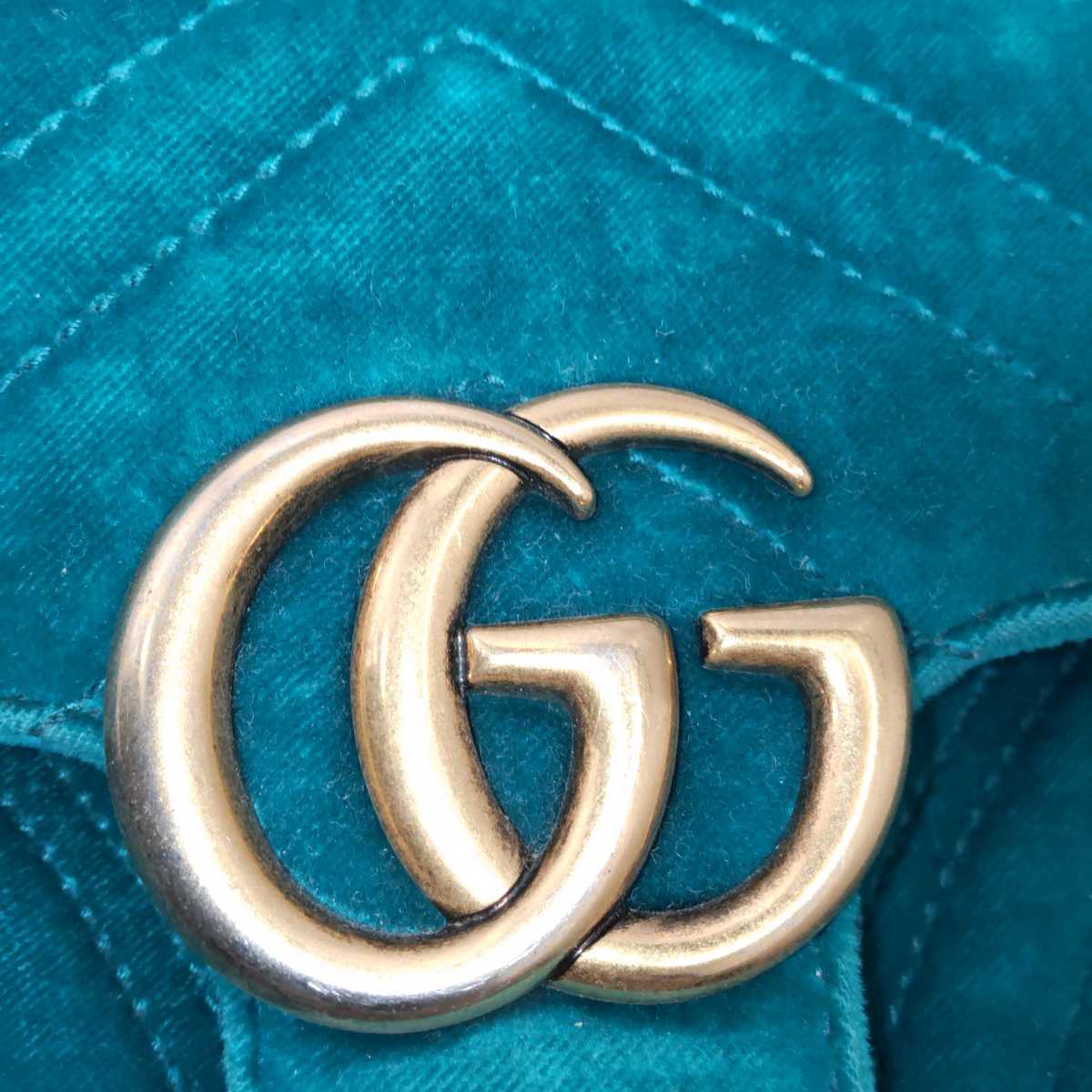 1円 希少品 グッチ GUCCI バッグ ショルダーバッグ ベロア ブルー