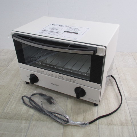 5076PS【未使用】アイリスオーヤマ トースター オーブントースター 2枚焼き 温度調節機能 トレー付 ホワイト EOT-012-W