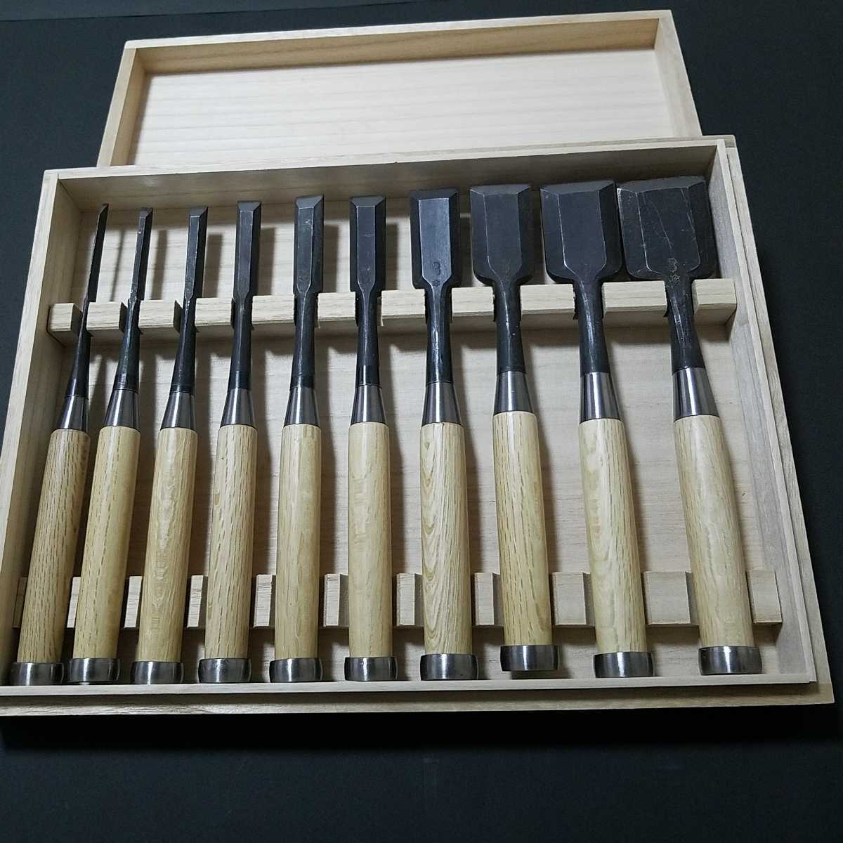 新品未使用 長期保管品 長弘 追入鑿 総面取り 桐箱入【検清久清 新品未使用 長期保管品 長弘 追入鑿 総面取り 桐箱入【検清久清