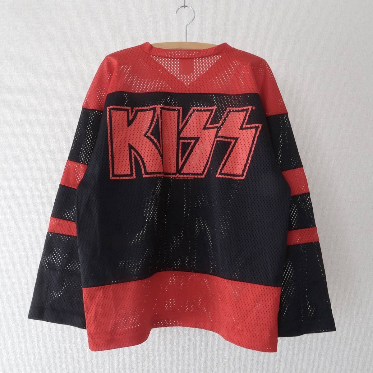 コンディション良好 1998's KISS ARMY 黒×赤ベース オフィシャルホッケージャージー 表記L USA製/ビンテージホッケーシャツバンドTシャツ