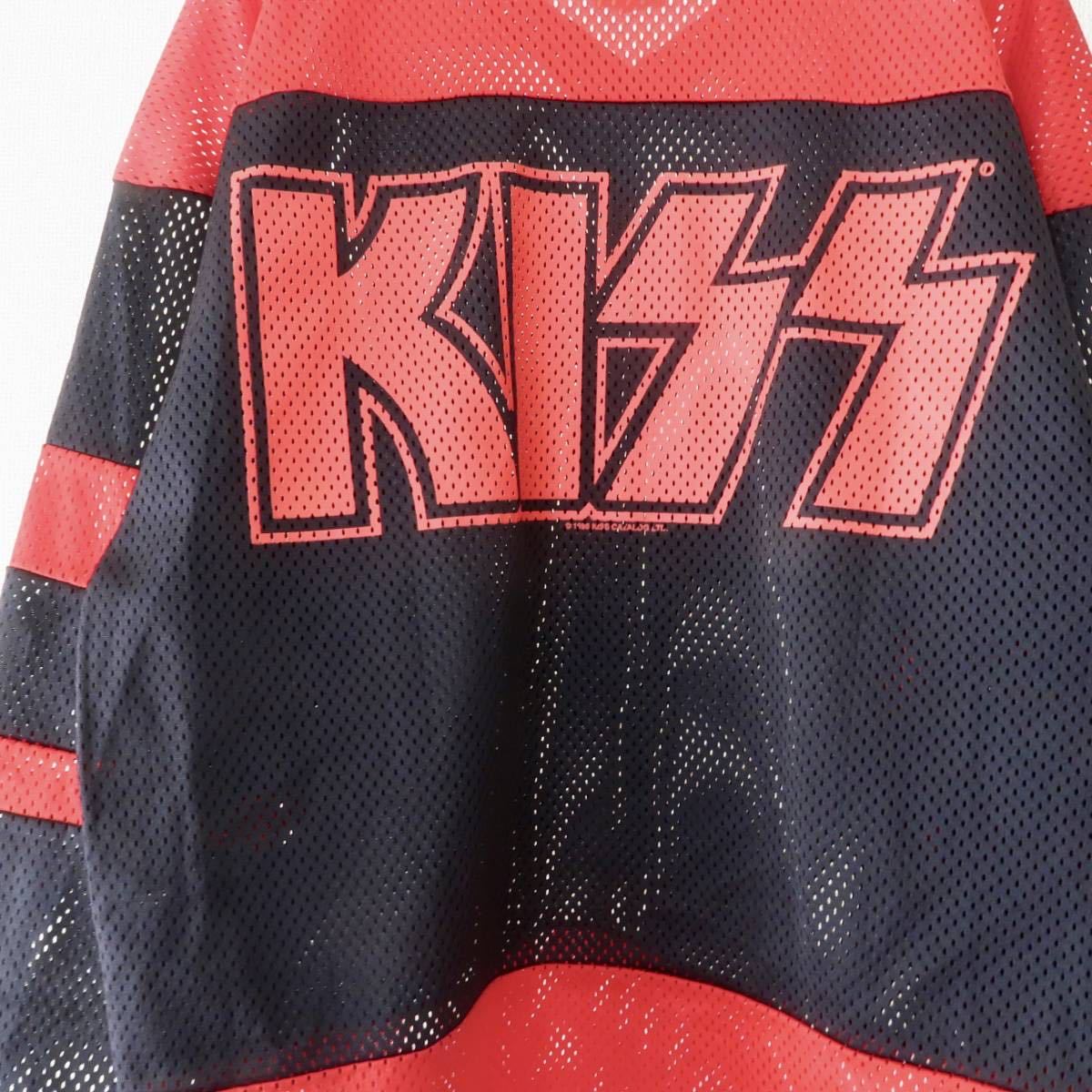 コンディション良好 1998's KISS ARMY 黒×赤ベース オフィシャルホッケージャージー 表記L USA製/ビンテージホッケーシャツバンドTシャツ