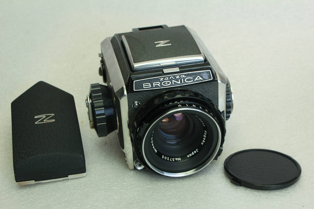 送料無料。中古。ZENZA BRONICA/ゼンザ ブロニカ MODEL C ボディ+レンズ NIKKOR-P 1:2.8 f=75mm 中判フィルムカメラ　6x6_画像1