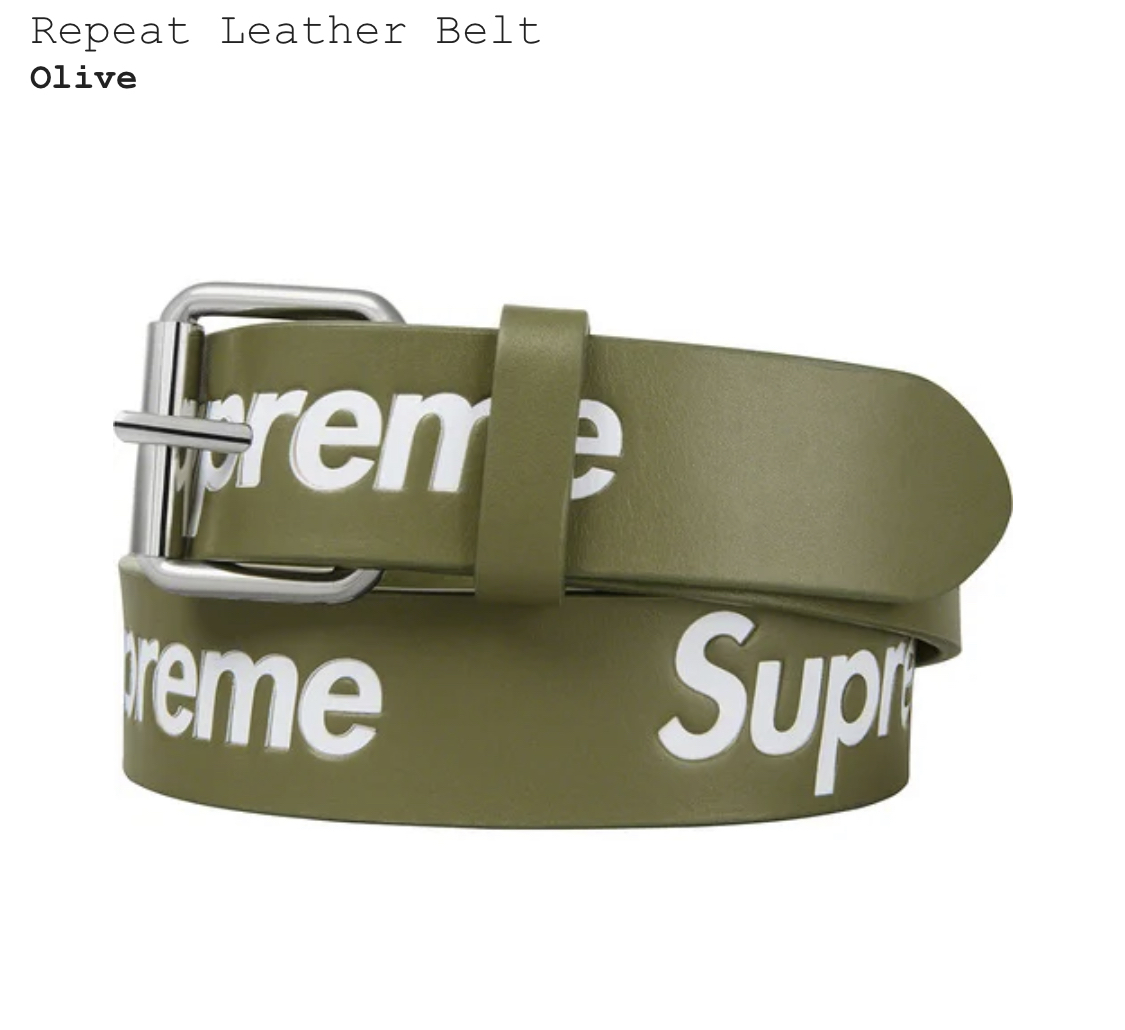 新品未使用】supreme repeat leather belt Olive L/XL falcomilano.co.za