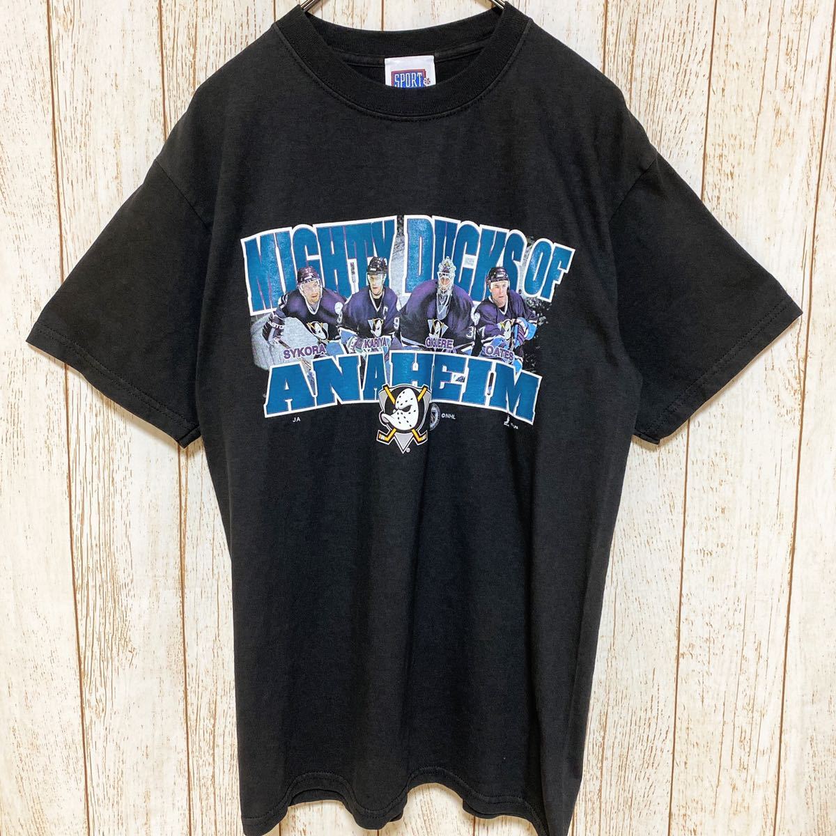 00s NHL MightyDucks of Anaheim マイティダックス・オブ・アナハイム アナハイム・ダックス プリント Tシャツ M USA古着 アメリカ古着_画像2