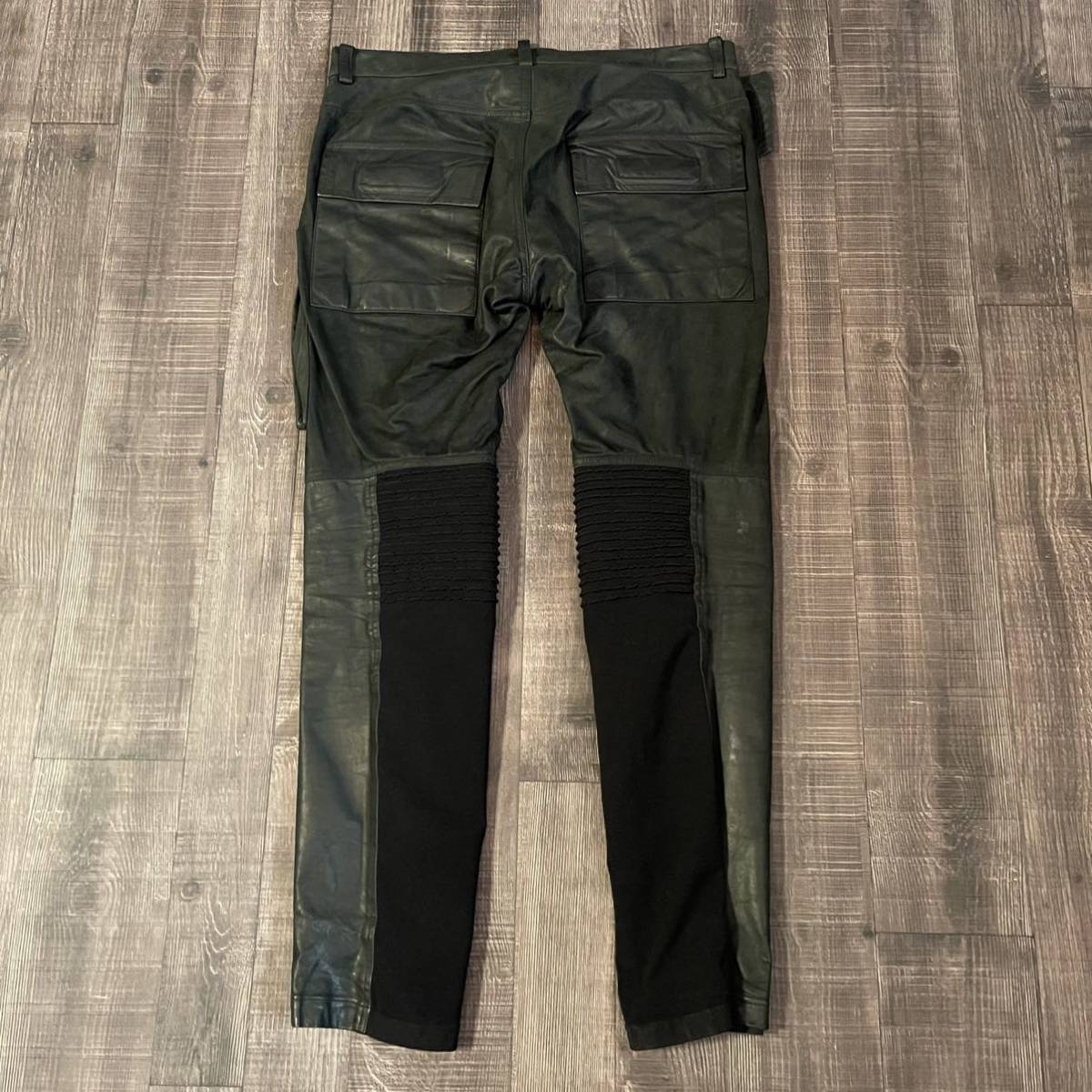 稀少 rick owens レザー メンフィスバイカー パンツ 46 リック
