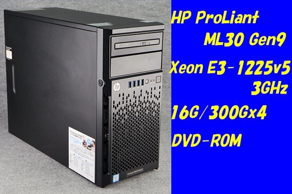 O○HP ProLiant ML30 Gen9○Xeon E3-1220 v5(3GHz)/16G/300Gx4/DVD-ROM