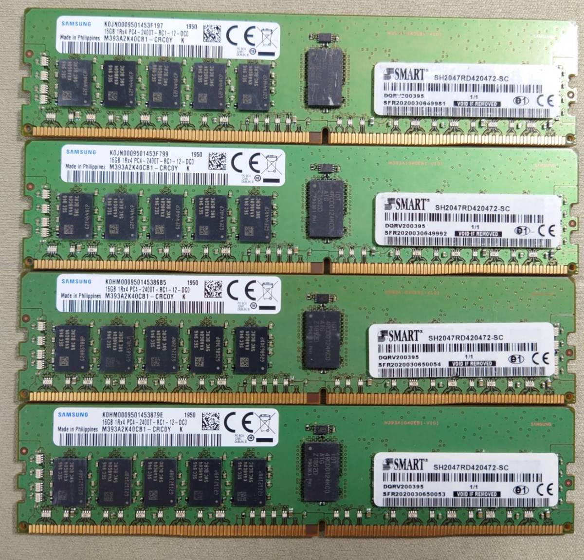 KN2155 SAMSUNG PC4-2400T 16GB×4枚セット 【サーバ用】