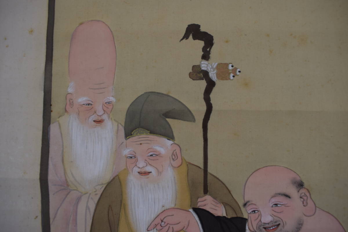 作者不詳/七福神図/一力茶屋/宴之図/掛軸☆宝船☆Z-597 作者不詳/七福神図/一力茶屋/宴之図/掛軸☆宝船☆Z-597 日本画