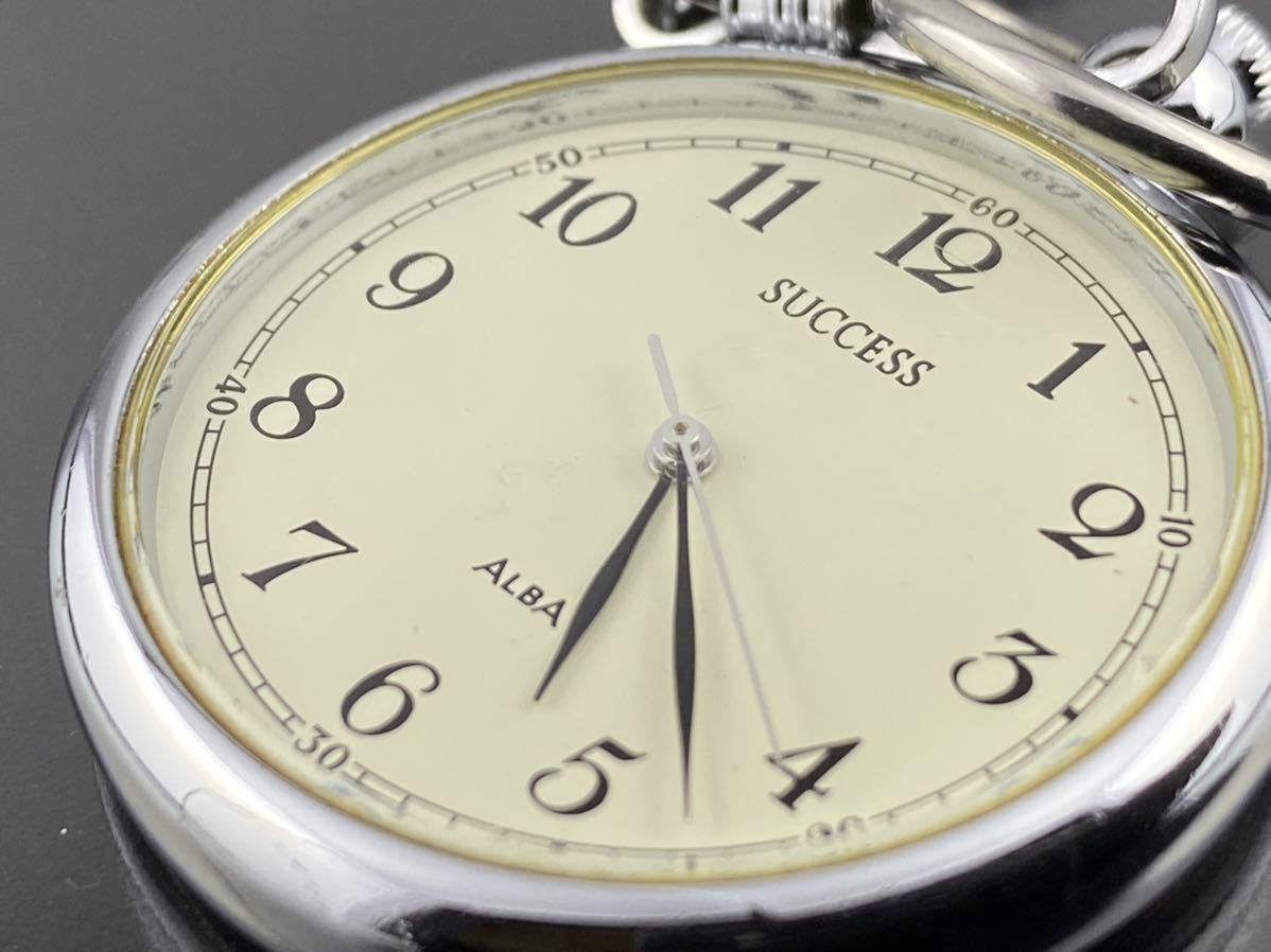 [A909]1円～ クォーツ 懐中時計 提げ時計 SEIKO セイコー ALBA SUCCESS V701-0A30 動作品