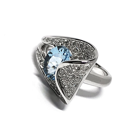 最新人気 1.51ct アクアマリン K18WG GRJソーティング付 ダイヤモンド