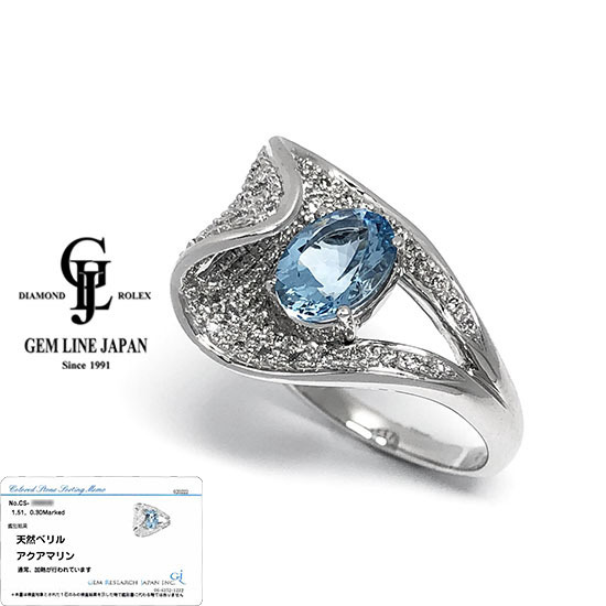 人気沸騰ブラドン 1.51ct アクアマリン K18WG GRJソーティング付