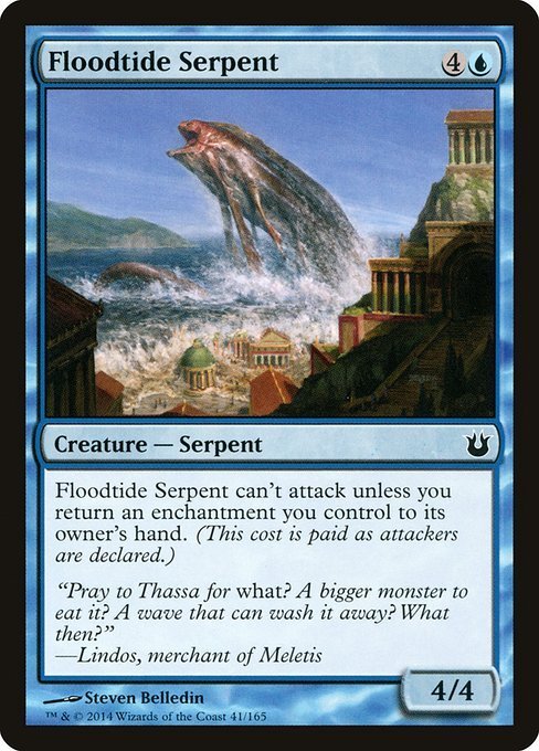 MTG ■青/英語版■《氾濫潮の海蛇/Floodtide Serpent》★FOIL★ 神々の軍勢 BNG_画像1