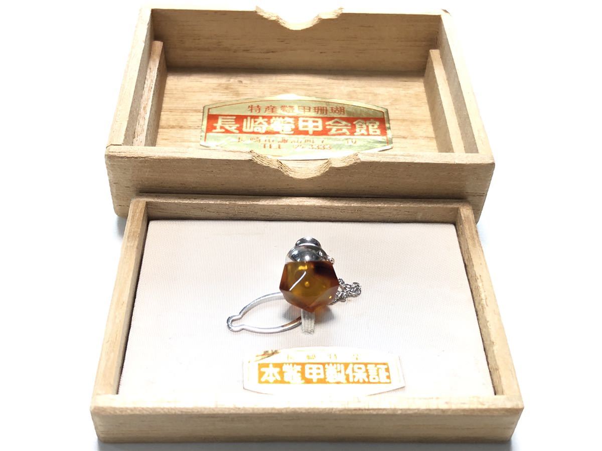  antique Nagasaki tortoise shell . pavilion book@ tortoise shell 2.5g turtle . shape tie tack beautiful goods also box attached [ inspection / tortoise shell ]