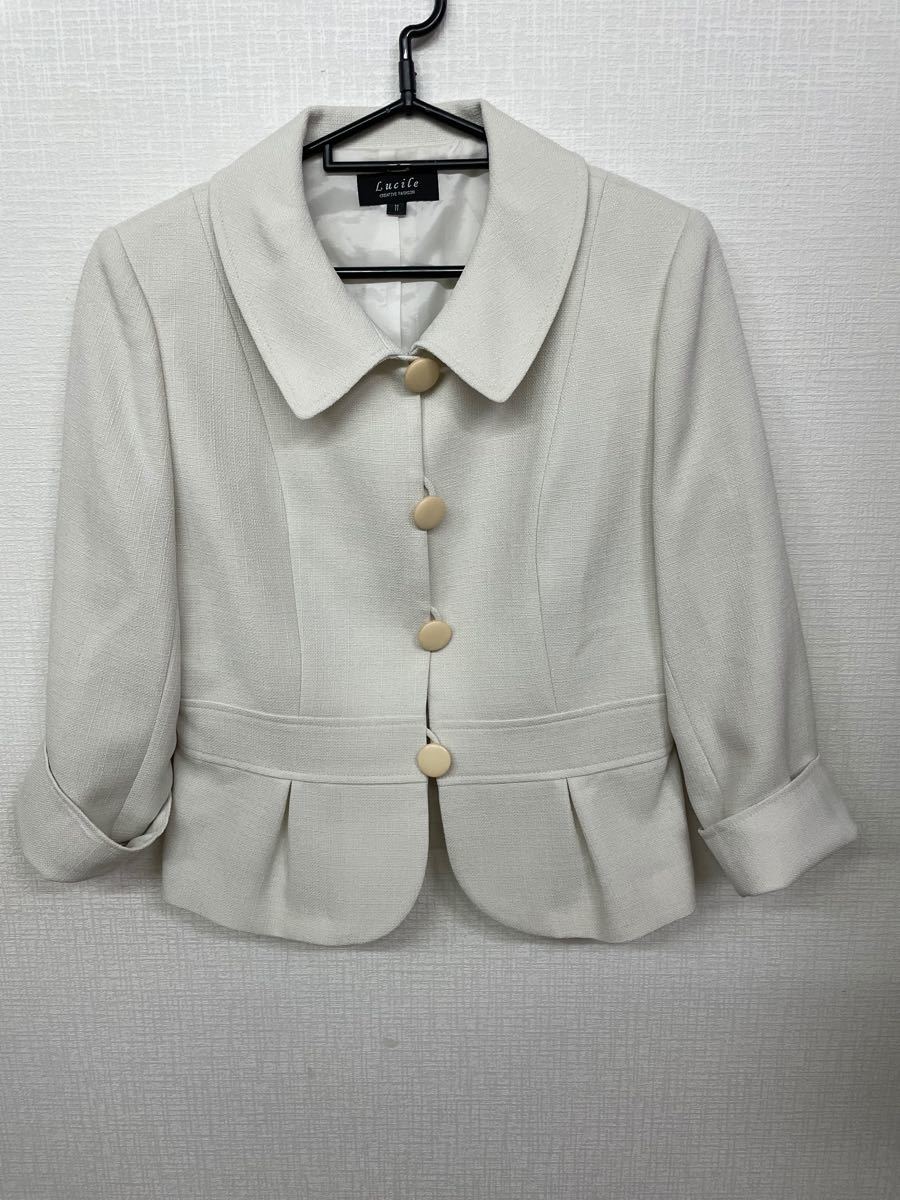 テーラードジャケット　白ジャケット　入学式スーツ　入学式ジャケット　婚活服　
