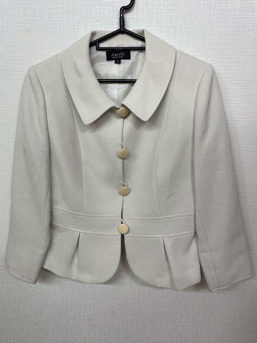 テーラードジャケット　白ジャケット　入学式スーツ　入学式ジャケット　婚活服　