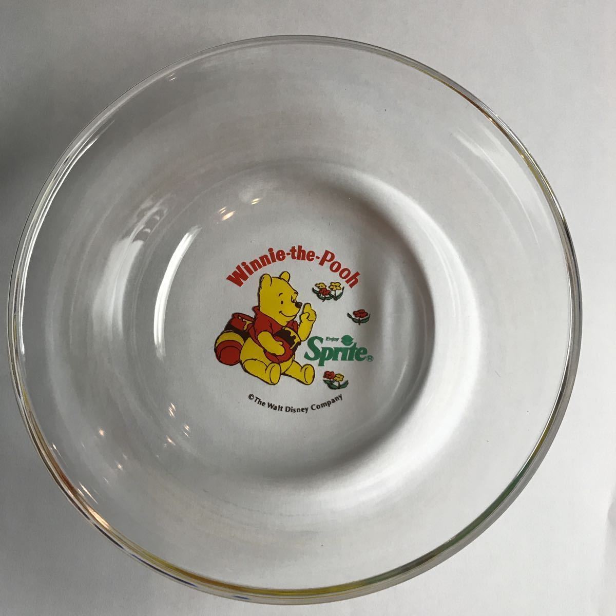  Winnie The Pooh glass bowl sprite 3 piece set Disney Coca * Cola not for sale Novelty Showa Retro glass plate rare 