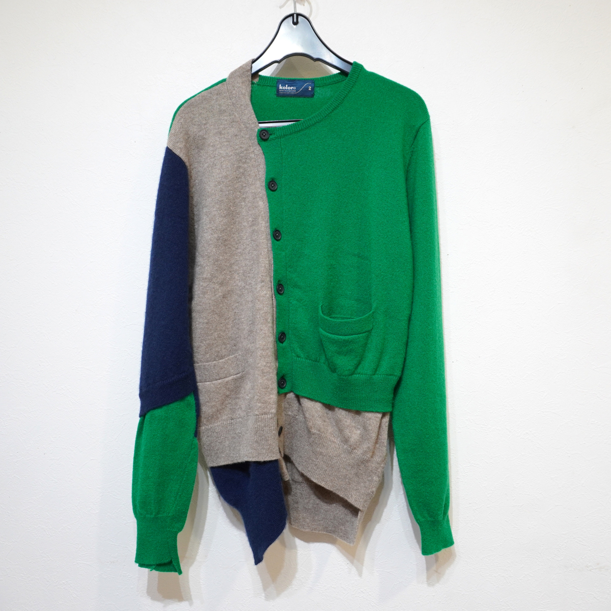 kolor カシミヤ100 サイズ2 19AW パッチワークカーディガン 19WCL