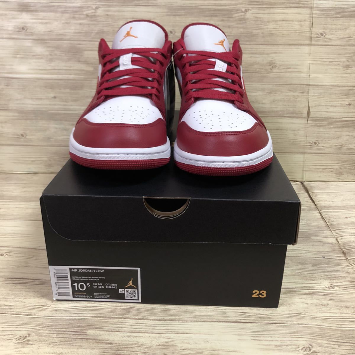 1円 28.5cm 絶版 新品未使用 atmos購入 正規品 NIKE AIR JORDAN1 LOW CARDINAL RED UNC ナイキ エアジョーダン1 553558-607 希少 レア 最安_画像6