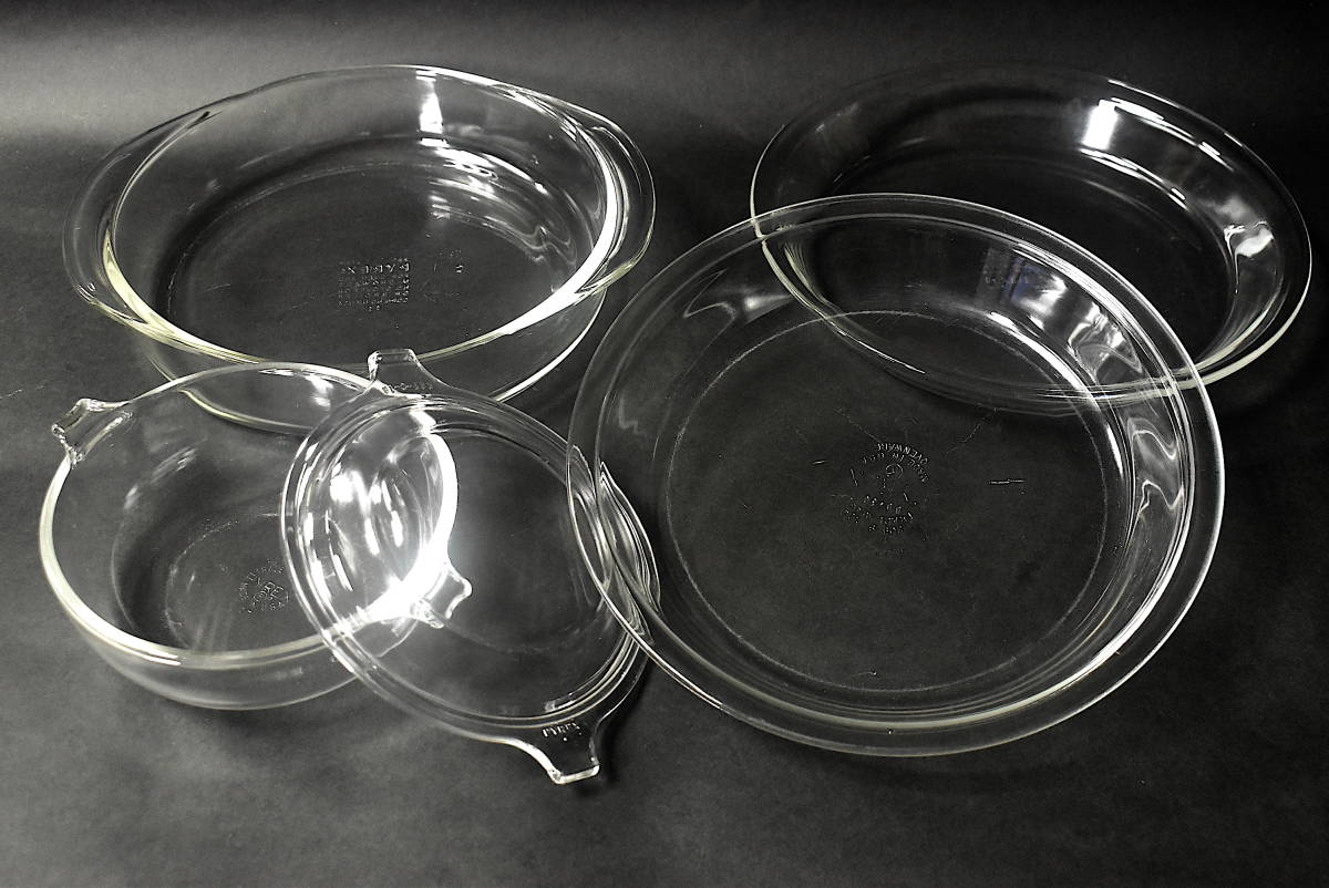 アメリカ製  パイ皿 グラタン皿 蓋付小キャセロール 計4点検