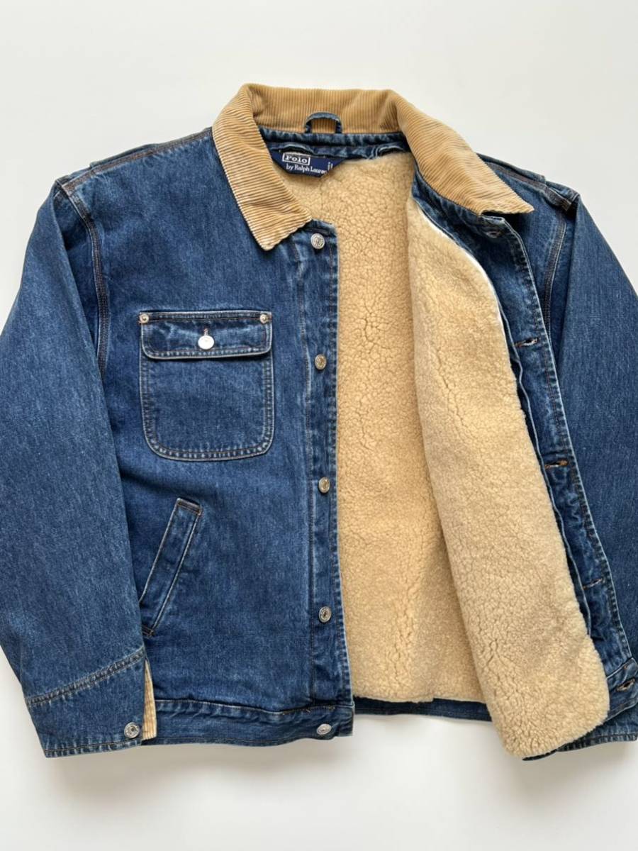 90s POLO Ralph Lauren デニム × ムートン ジャケット オールド ポロ
