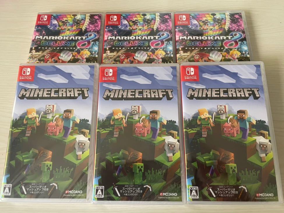 新品未開封】マリオカート8 デラックス3本 Minecraft 3本セット Switch