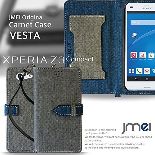 XPERIA Z3 Compact SO-02G ケース(グレー)ベスタ エクスペリアz3 コンパクト 手帳型ケース ストラップ付カバー 閉じたまま通話可_画像2