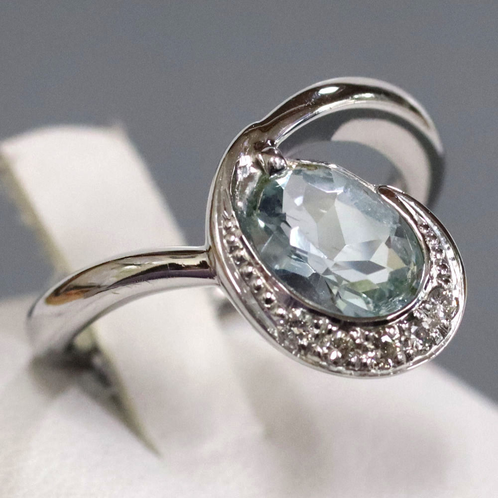 国産品 Pt900アクアマリンリング #9 6.8g D0.08 AQ0.87 プラチナ 国産品 Pt900アクアマリンリング #9 6.8g D0.08 AQ0.87 プラチナ