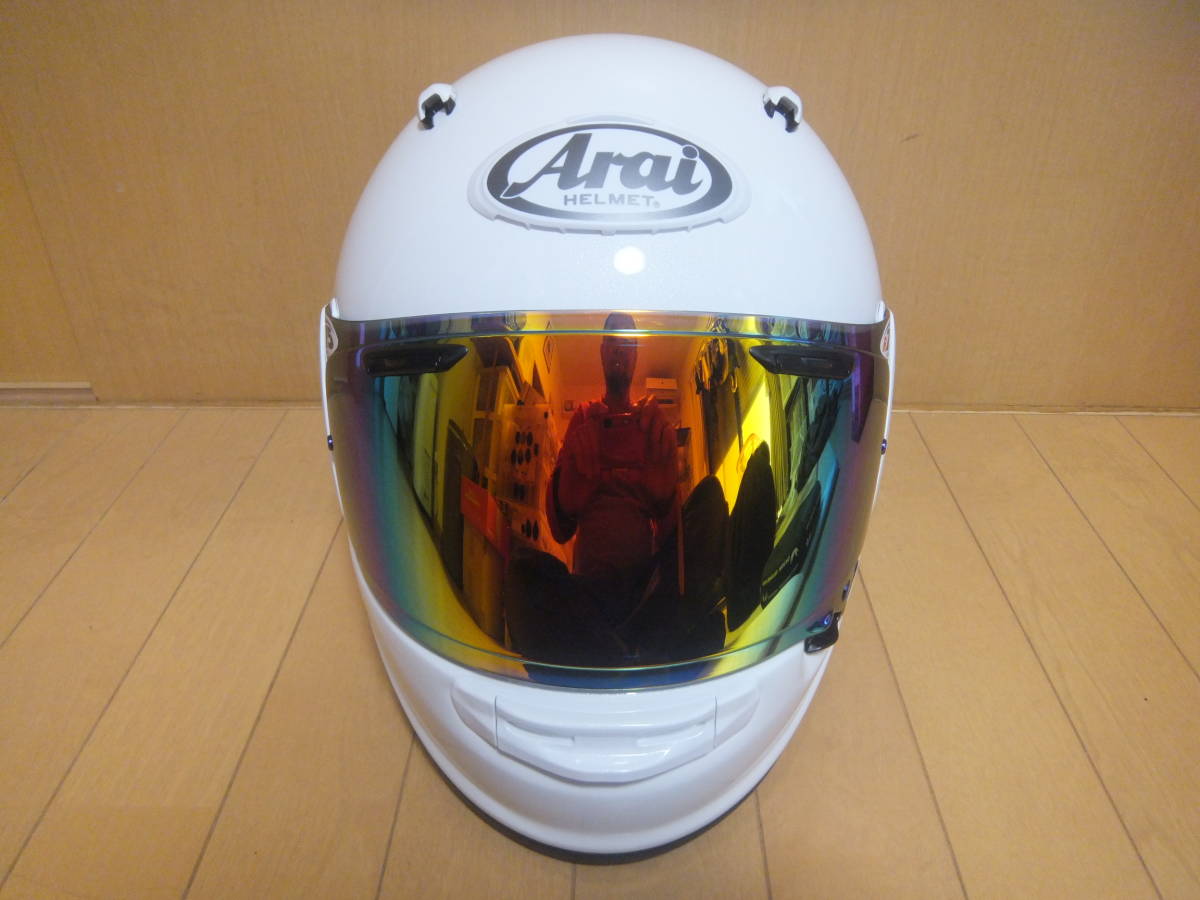 美品 Arai アライ アストロＧＸ ASTRO-GX グラスホワイト サイズXL(61・62) フルフェイス ヘルメット ミラーシールド交換 現行品