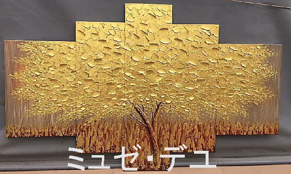 ミュゼ・デユ『手絵き油彩画』 5パネルSET油絵 アートパネル パネルアート花 金の木！