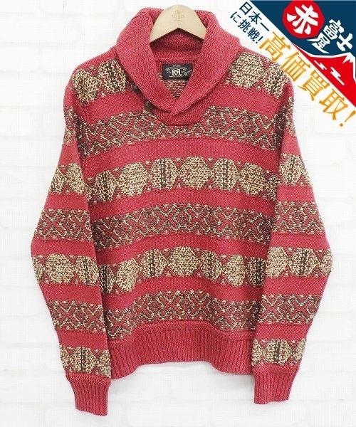 6T2899/未使用品 RRL Intarsia Knit Linen Blend Sweater ダブルアール