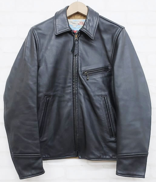 2J5411/エアロレザー エディフィス別注 ハーフベルテッド ホースハイドレザージャケット AEROLEATHER EDIFICE Half Belted ライダース_画像2