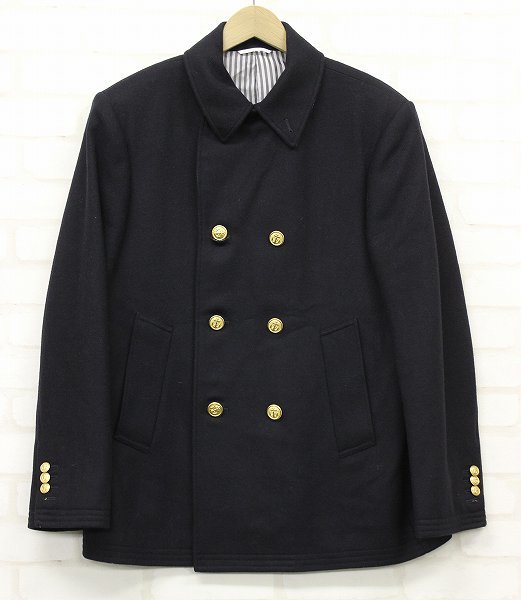 1J6547o/トムブラウン 金ボタンカシミヤ混Pコート THOM BROWN 日本製