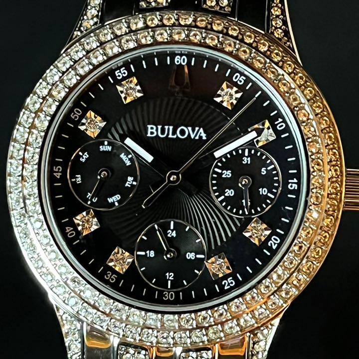 【BULOVA】展示品特価/ブローバ/レディース腕時計/ゴージャス/シルバー色/シルバー色/ブラック色/かわいい/輝く/激レア/女性用/クオーツ