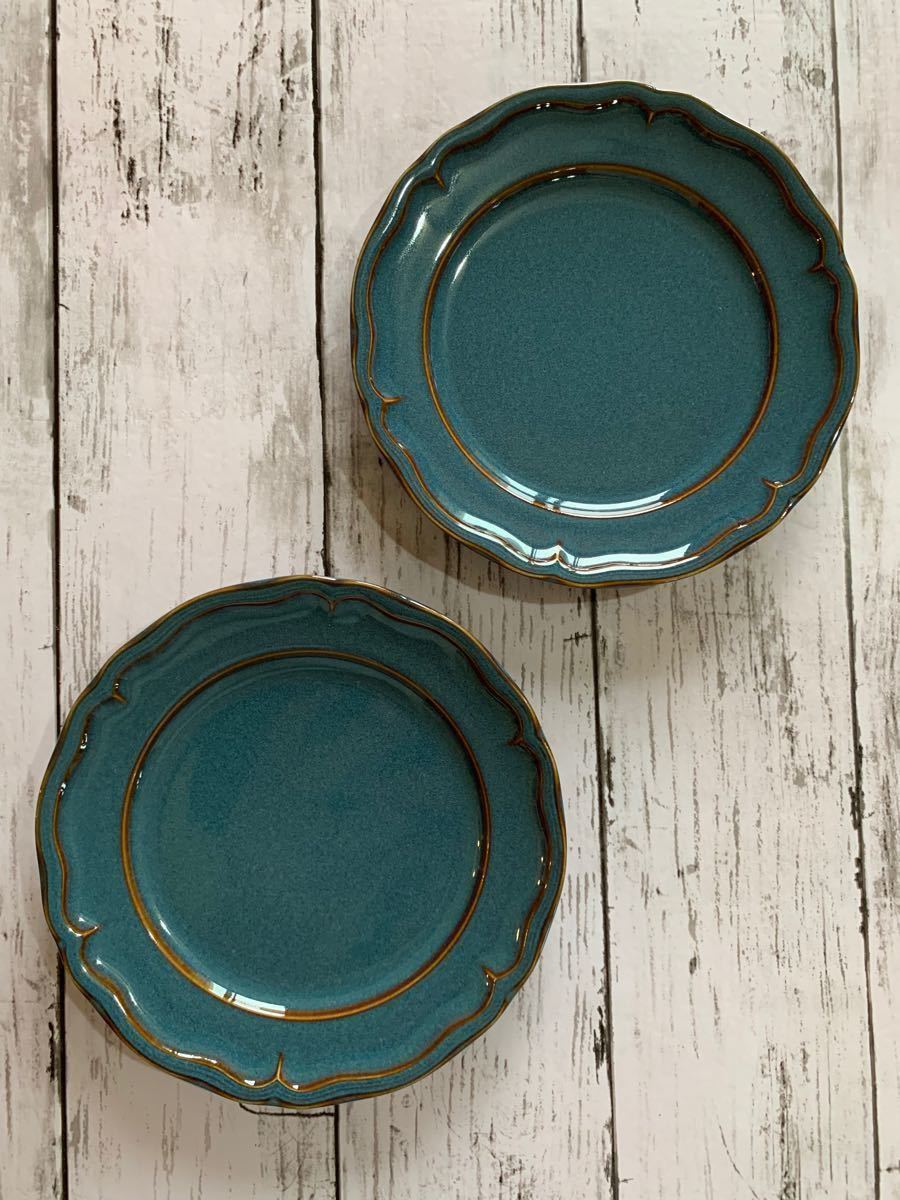 西洋プレート ブルー 丸皿 中皿 2枚セット洋食器 美濃焼 オシャレ カフェ風